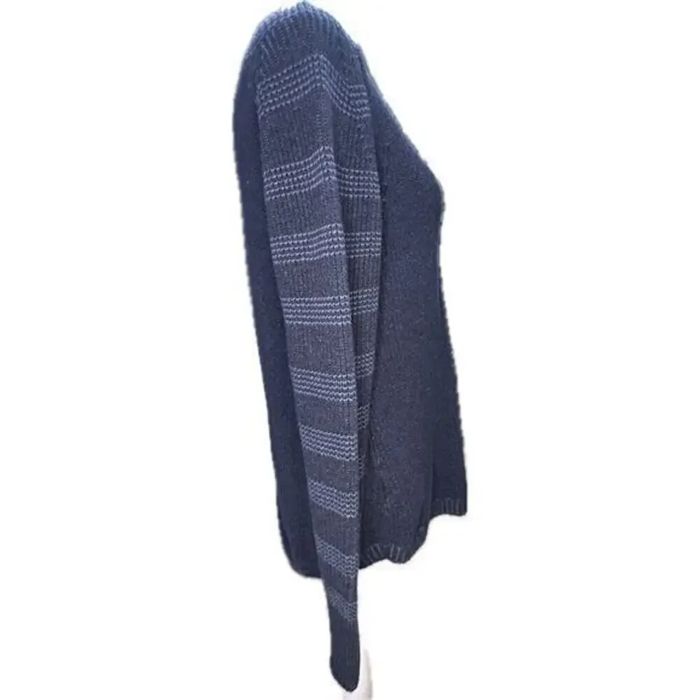 Eddie Bauer Button Front‎ Sweater Size M Blue Pullover Short Sleeve Cable Knit